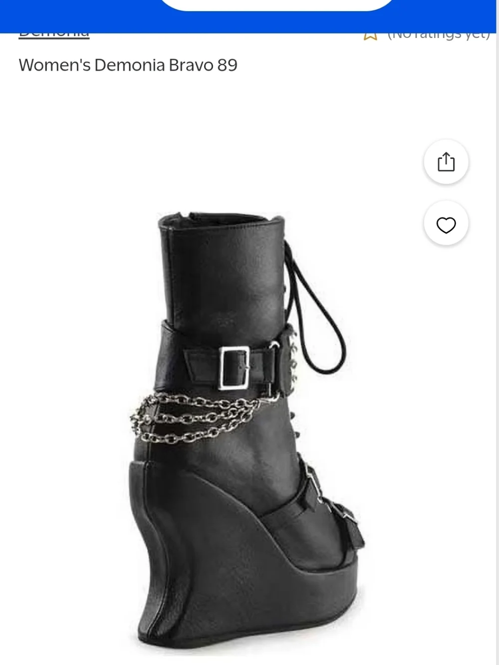 Demonia Black Peep-Toe Lace-Up Punk Wedge Boots with Chains & Studs